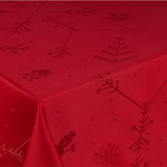 Rød Damask juledug NOEL 150 x 320 cm