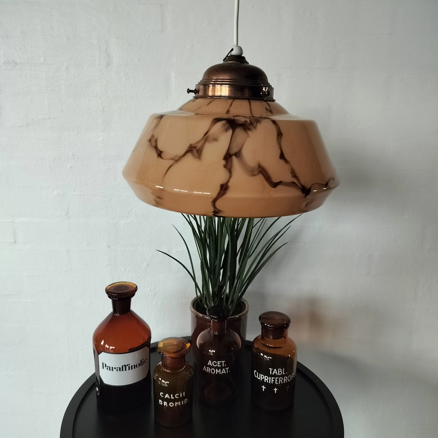 Secondhand - Retro lampe af glas (stor)